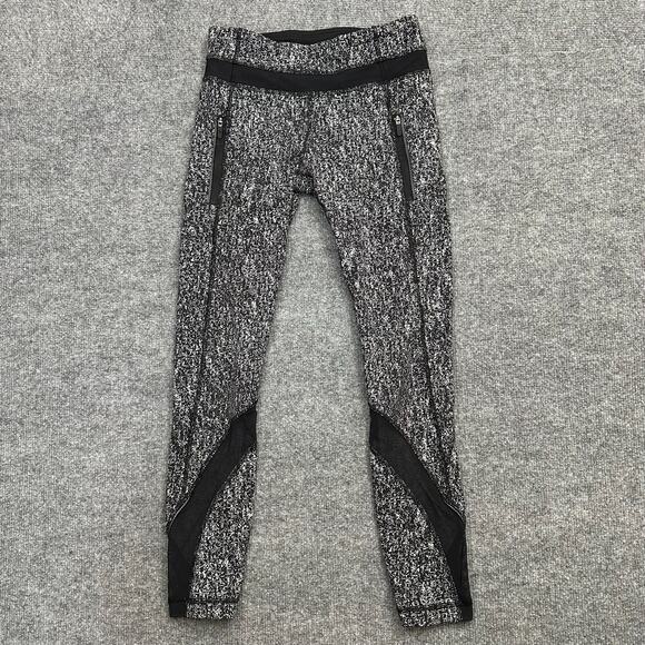 LULULEMON Run Inspire Tight II Leggings Pants Women's Size 4 Static White Black - Picture 1 of 9